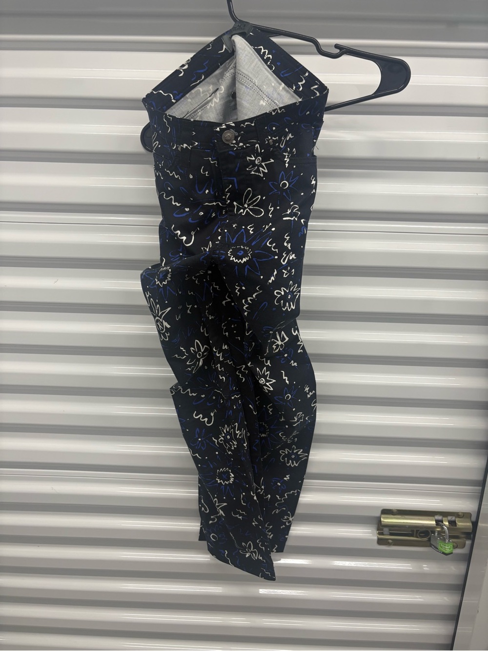 Versace Black Blue White Abstract Print Jeans Couture Top